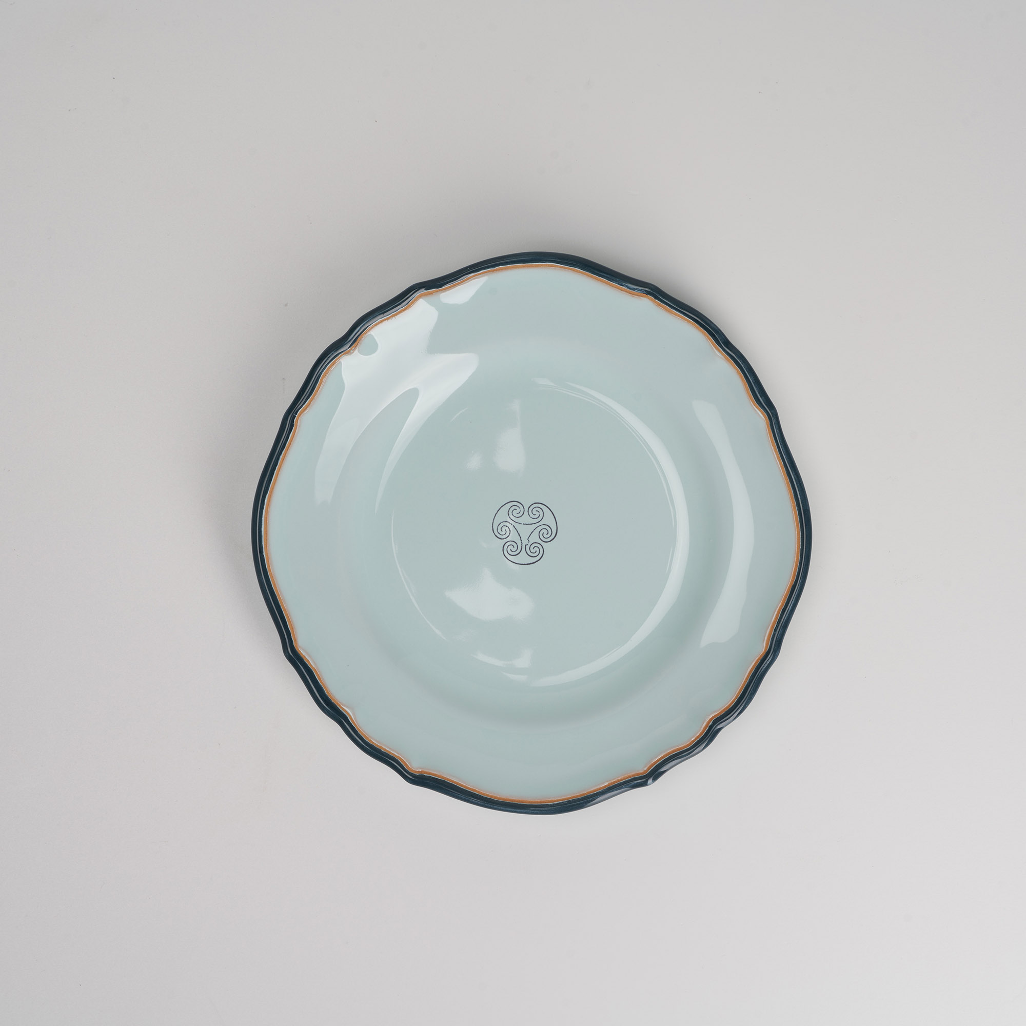Cerasarda Arte della Tavola Piatto Dessert Monogram Celeste Velato