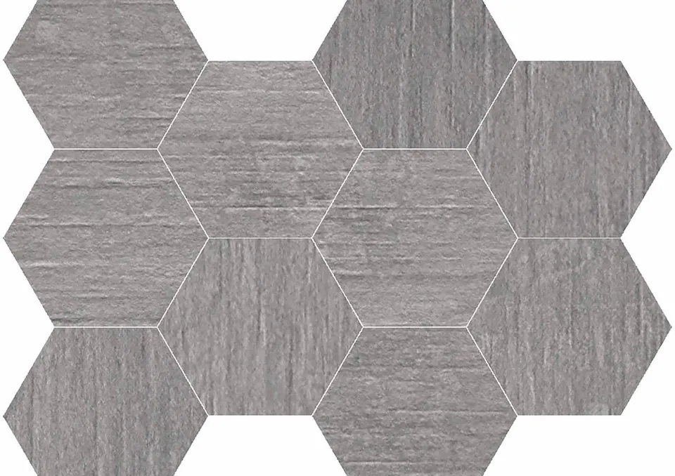 Roca Malla Hexágono Gris mosaico esagonale grigio