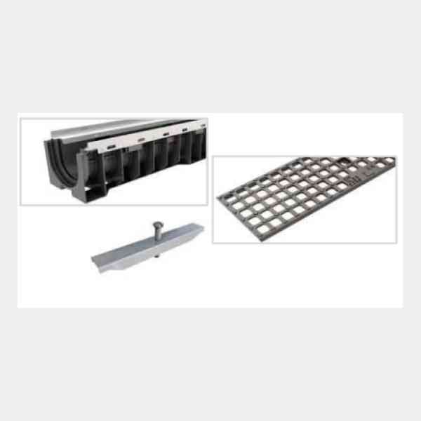 Canaletta Smart 100 cm Griglia Ghisa C250 Drenaggio HD-PE