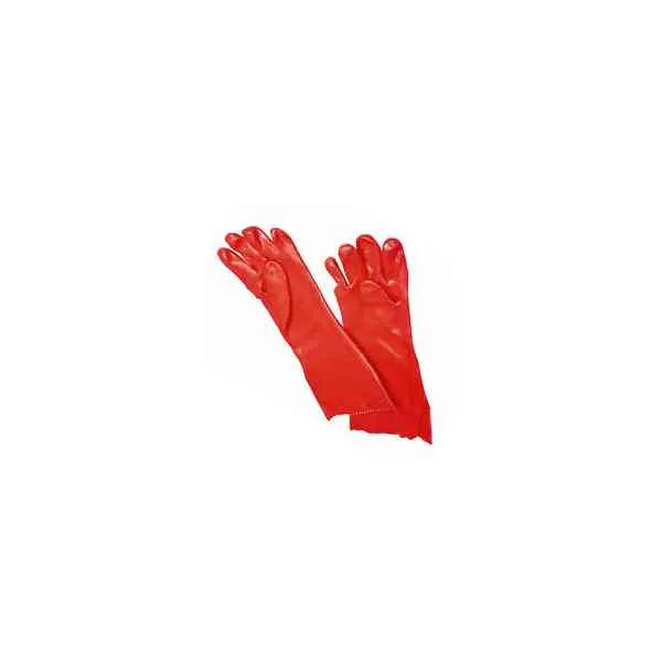 Guanti protettivi PVC rossi 35 cm taglia 10 impermeabili