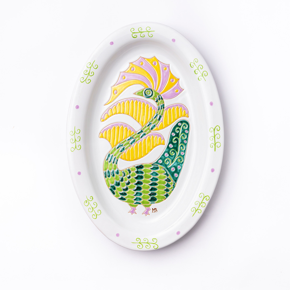 Cerasarda Pavoni 3 vassoio ovale ceramica 43,5 cm