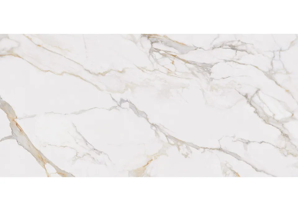 Roca Tiles Calacatta Oro lastra gres effetto marmo bianco