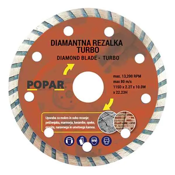 Popar Turbo disco diamantato 230 mm taglio pietra