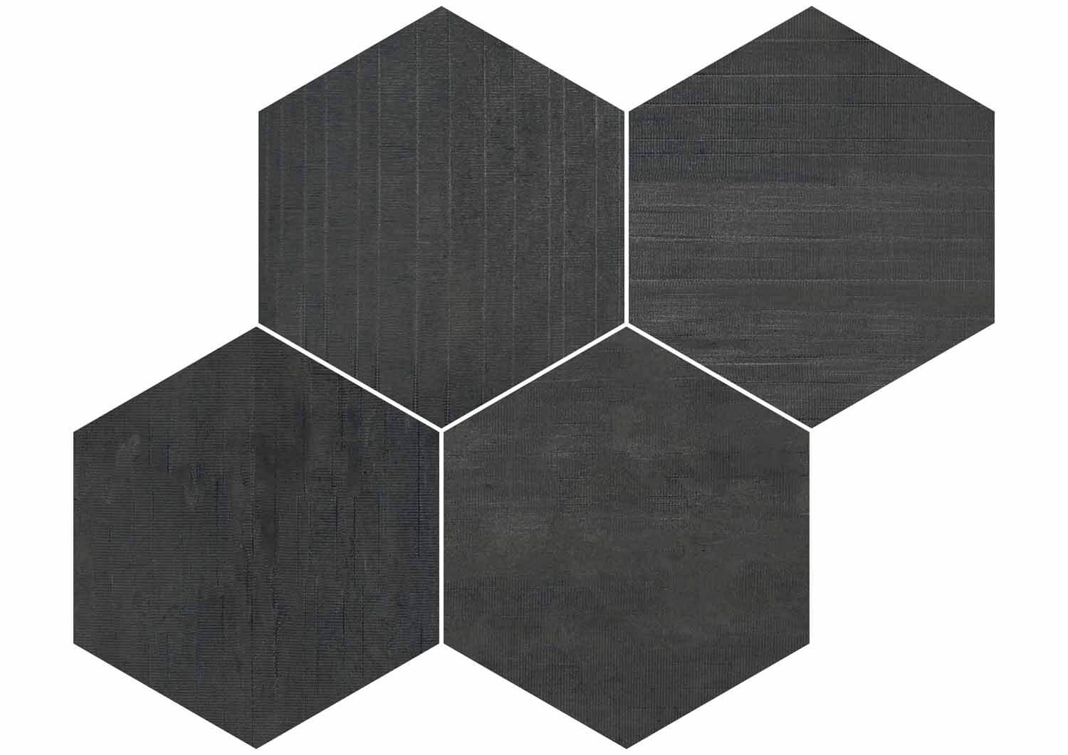 Roca Malla Hexagono Negro Mosaico Gres Nero Esagonale