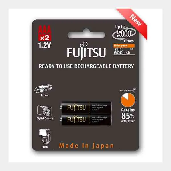 Fujitsu batterie AAA 900mAh NiMH ricaricabili 2 pezzi