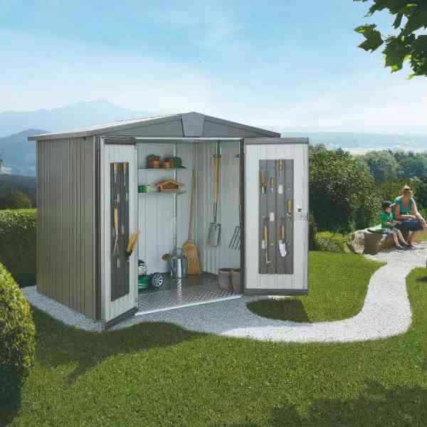 Biohort Europa casetta giardino metallo grigio scuro 244x300
