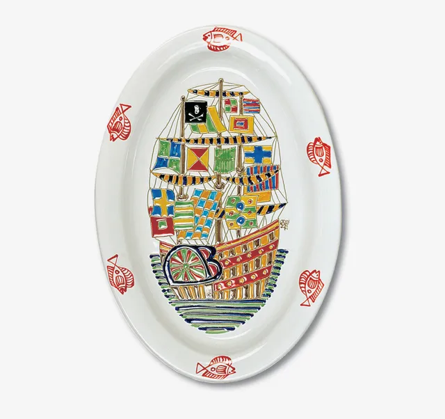 Cerasarda Arte della Tavola I Velieri vassoio ovale ceramica
