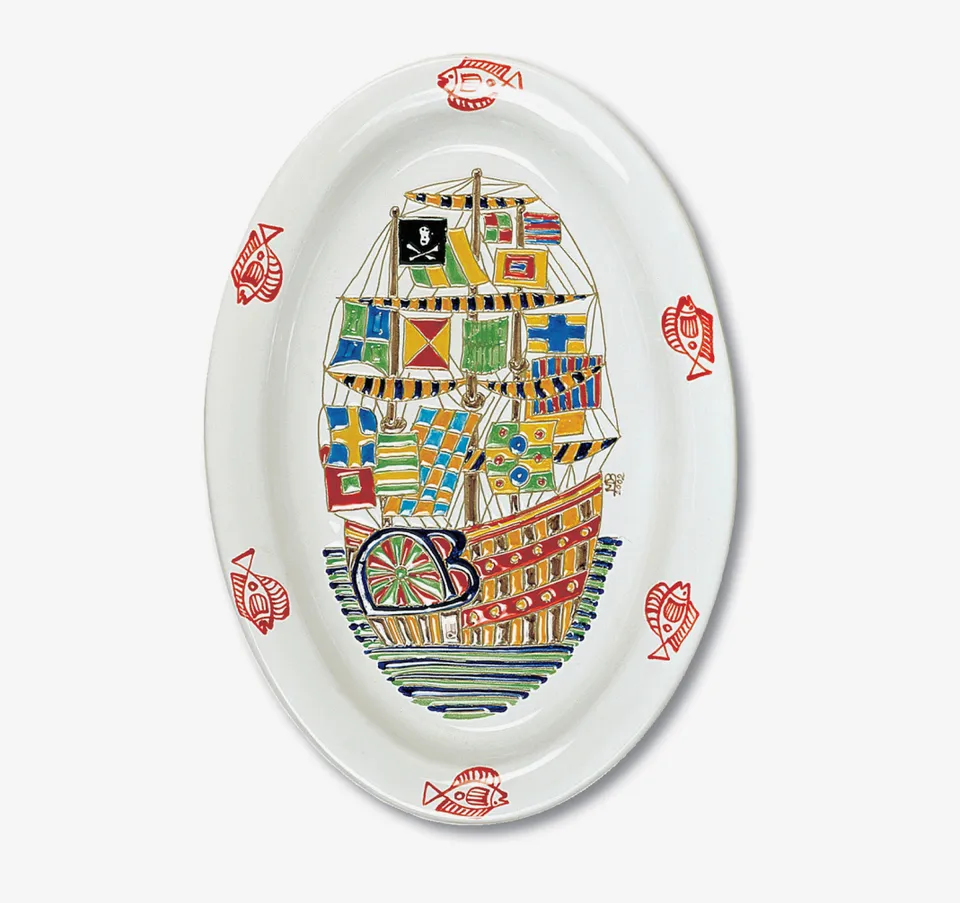 Cerasarda Arte della Tavola I Velieri vassoio ovale ceramica