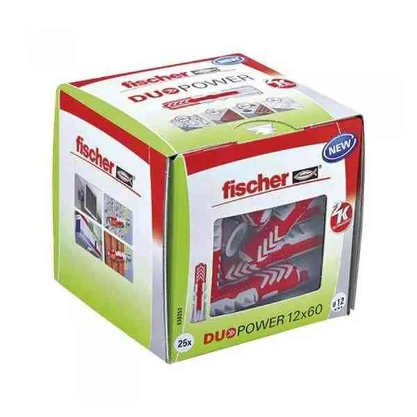 Fischer DuoPower 12x60 tasselli muro 25 pezzi nylon carichi pesanti