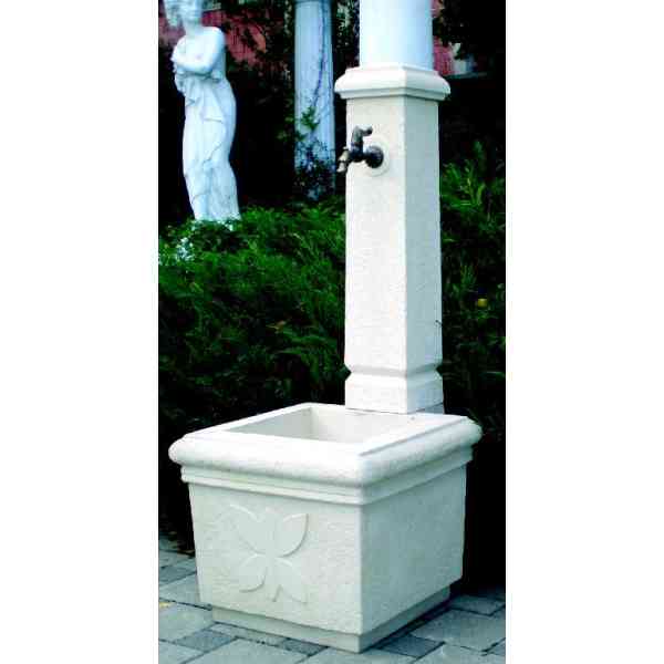 Art Beton fontana giardino 54x54x126 cemento bianco