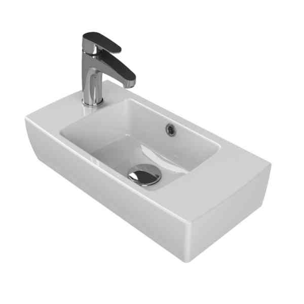 CeraStyle City Lavabo Ceramica 50x25cm Bianco Sinistro