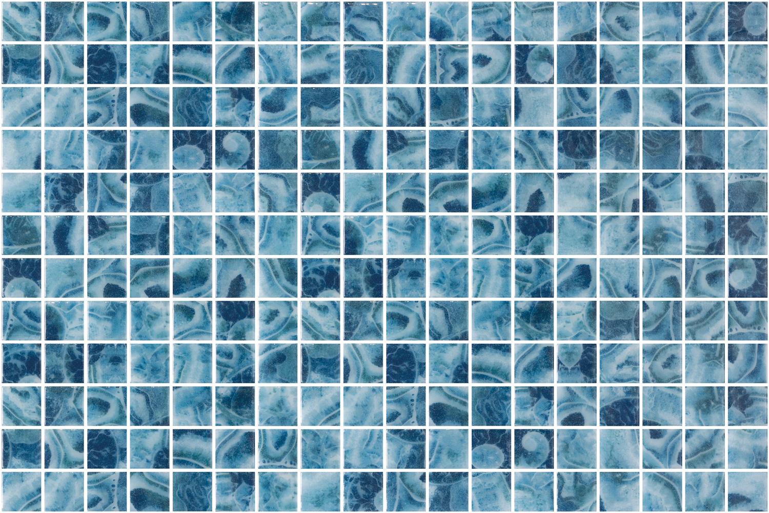 SQ Mosaic Identity Gramma mosaico blu lucido gemme