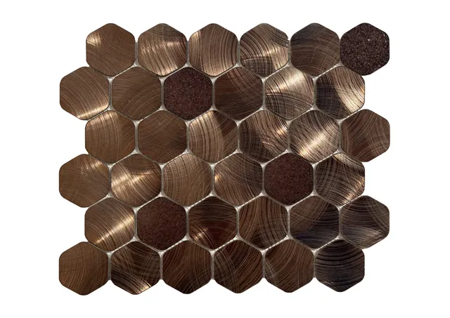 Roca Tiles Diamond Mosaico Copper esagonale metallizzato
