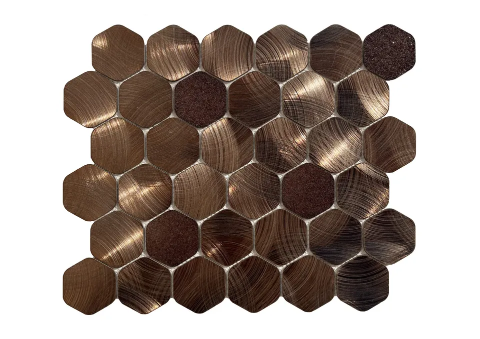 Roca Tiles Diamond Mosaico Copper esagonale metallizzato