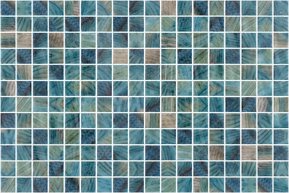 SQ Mosaic Identity Esturion mosaico blu turchese squame