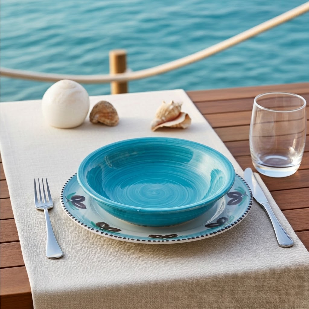 Ceramica Pinto Pennellato VP12563 piatto fondo turchese fatto a mano