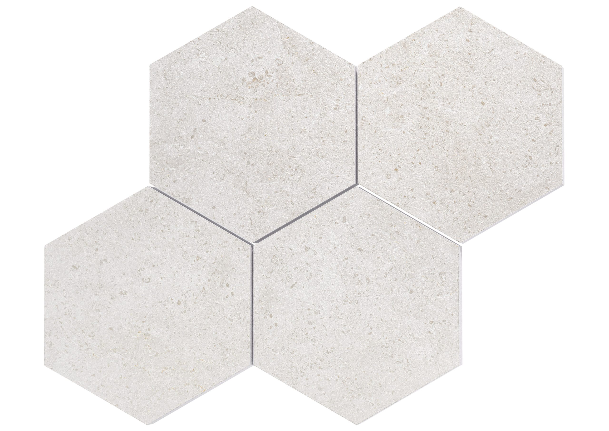Roca Tiles Limestone Malla Hexa Blanco mosaico bianco