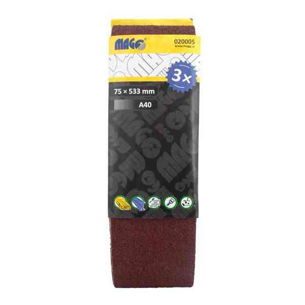 Magg A40 nastro abrasivo 75x533 mm 3 pezzi grana 40