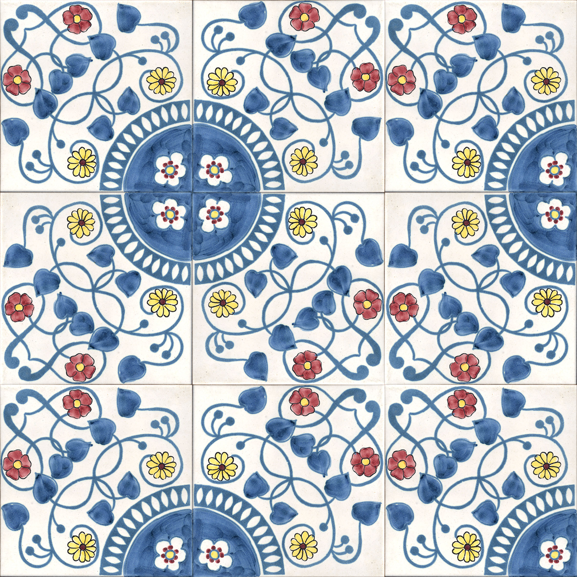 Ceramica Pinto Antico Vietri Stampato VP37 piastrella mano