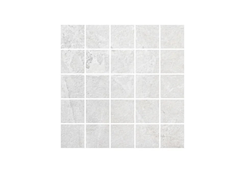 Roca Tiles Avalon Blanco mosaico gres effetto pietra