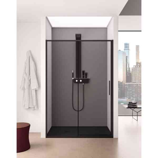 Lacus Torcello LPST 10026B porta doccia 100 cm vetro 6 mm nero