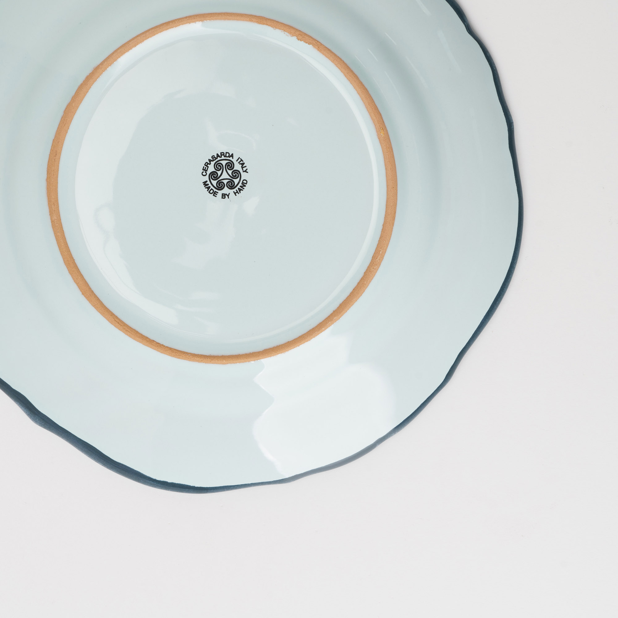 Cerasarda Arte della Tavola Piatto Dessert Monogram Celeste Velato