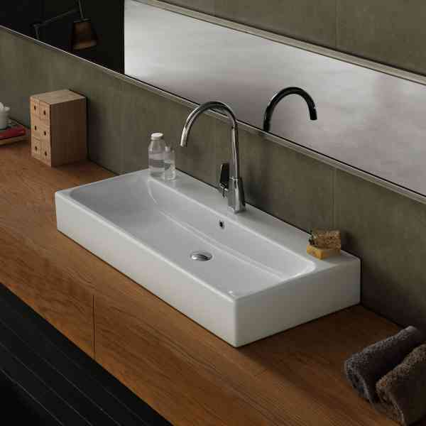 CeraStyle Pinto lavabo ceramica 100x47 cm bianco