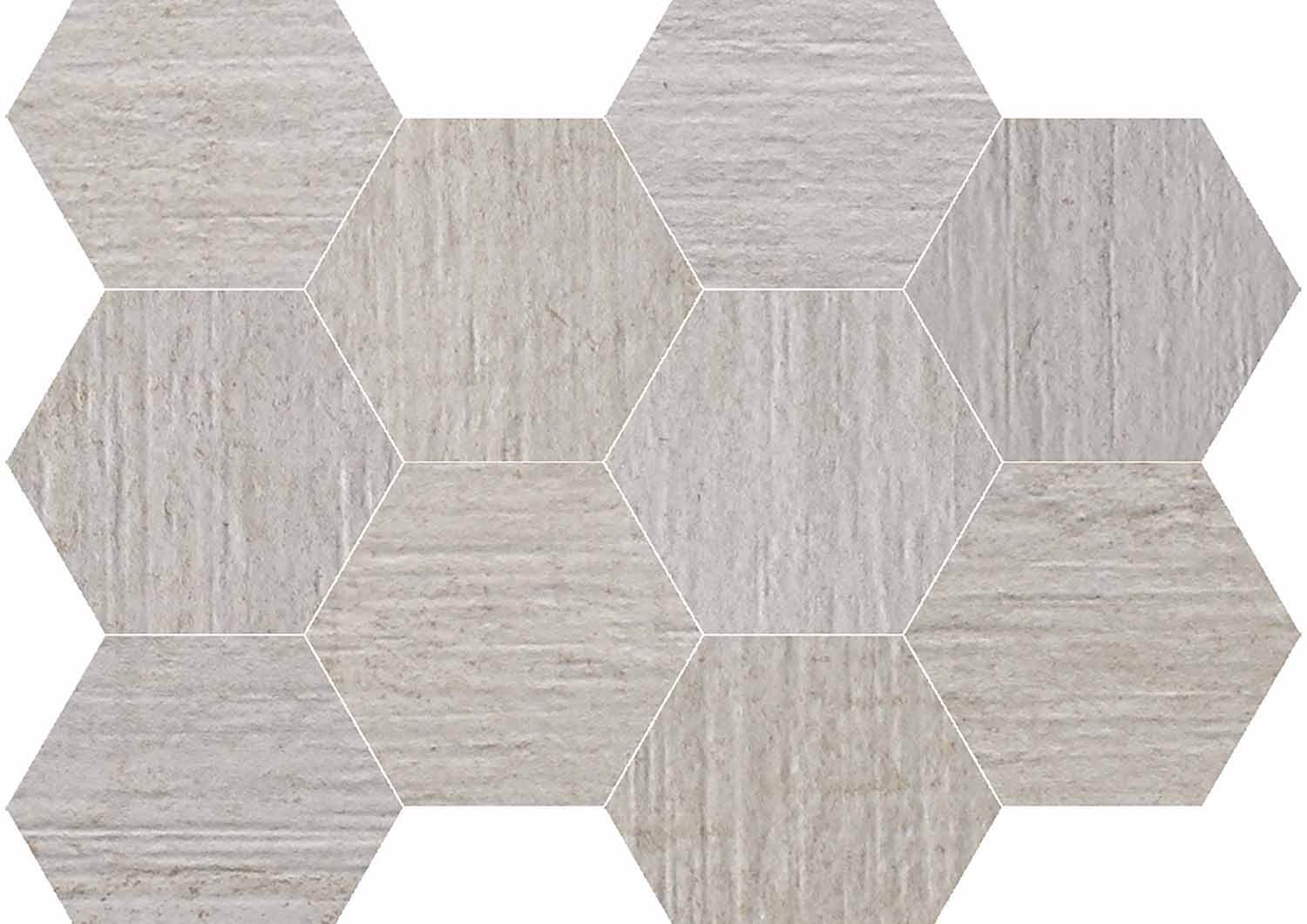 Roca Piezas Complementarias Malla Hexagono Blanco mosaico bianco