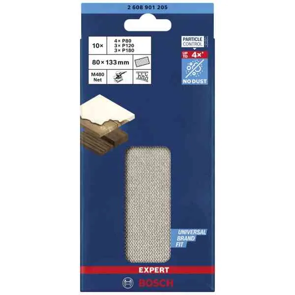 Bosch Expert M480 reti abrasive 80x133 mm 10 pezzi 80/120/180
