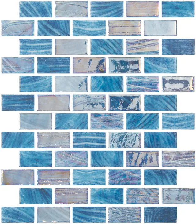 SQ Mosaic Identity Rectangle Wave mosaico blu 25x50 mm lucido