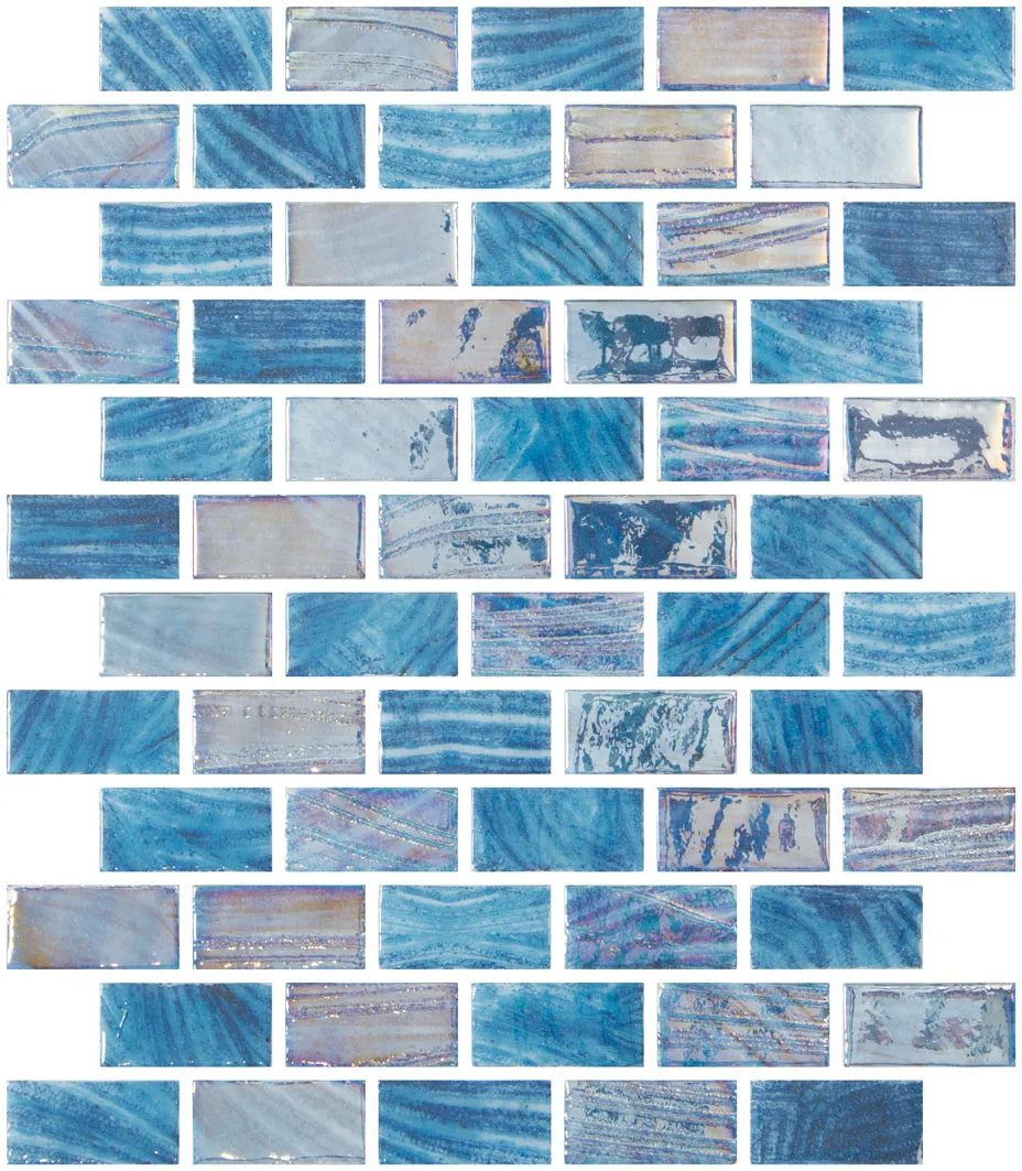 SQ Mosaic Identity Rectangle Wave mosaico blu 25x50 mm lucido