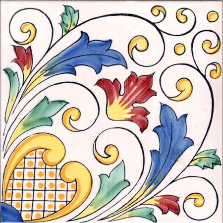 Ceramica Pinto Antico Vietri Stampato VP44 piastrella a mano