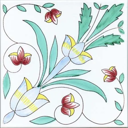 CERAMICA PINTO Antico Vietri Stampato VP28 piastrella maiolica decoro a mano