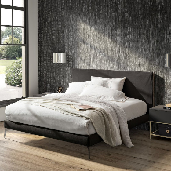 Viva Made Flat letto moderno basso tessuto grigio