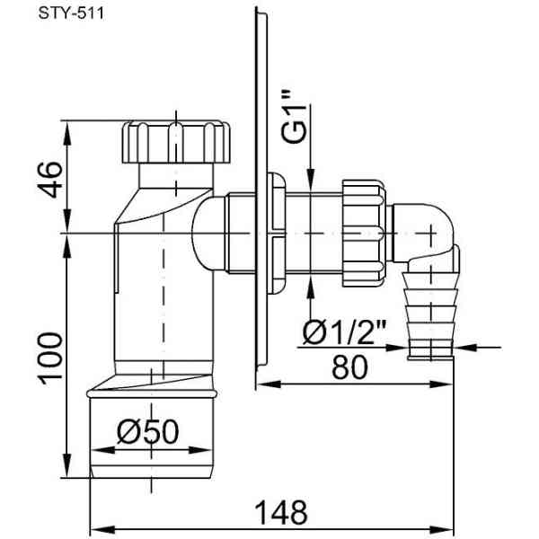 Styron STY-511 Sifone per Lavatrice in PVC
