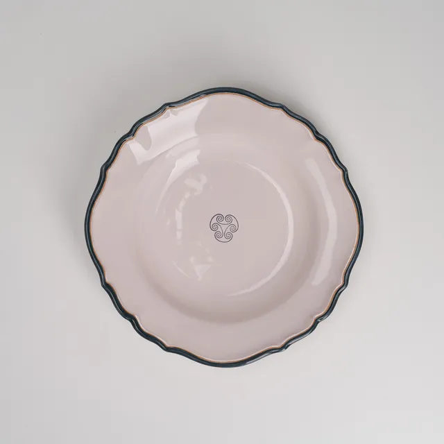 Cerasarda Arte della Tavola Monogram fondina ceramica rosa poudrè
