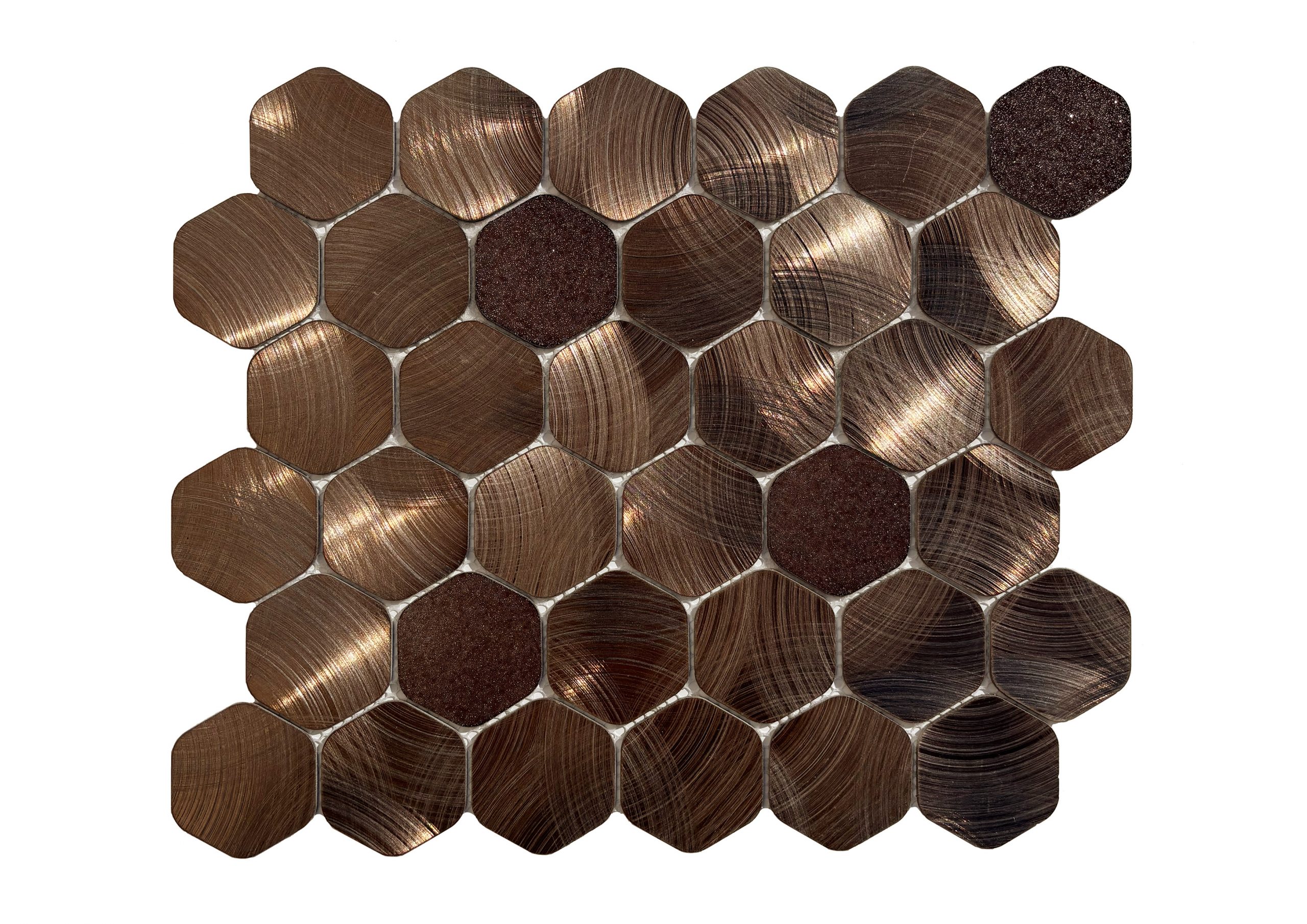 Roca Tiles Diamond Mosaico Copper esagonale metallizzato