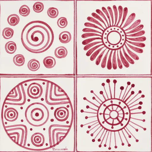Cerasarda I Classici Pintadera S/4 piastrella ceramica bordeaux