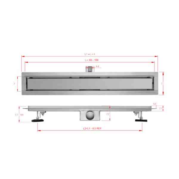 Lacus LC80X canalina doccia 7x80 cm inox spazzolato