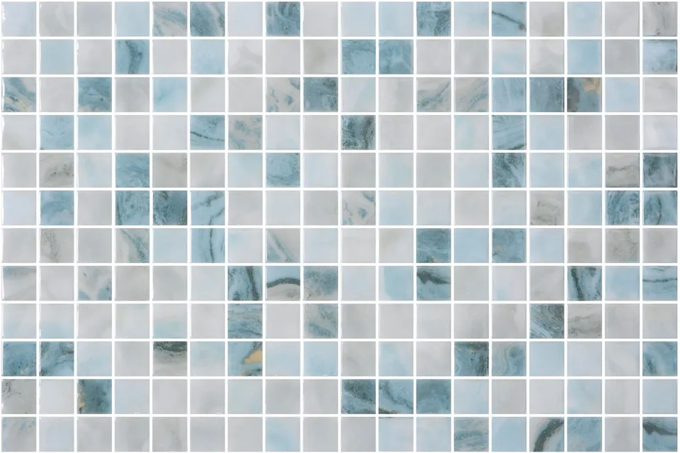 SQ Mosaic Identity Saba mosaico beige blu lucido piscina