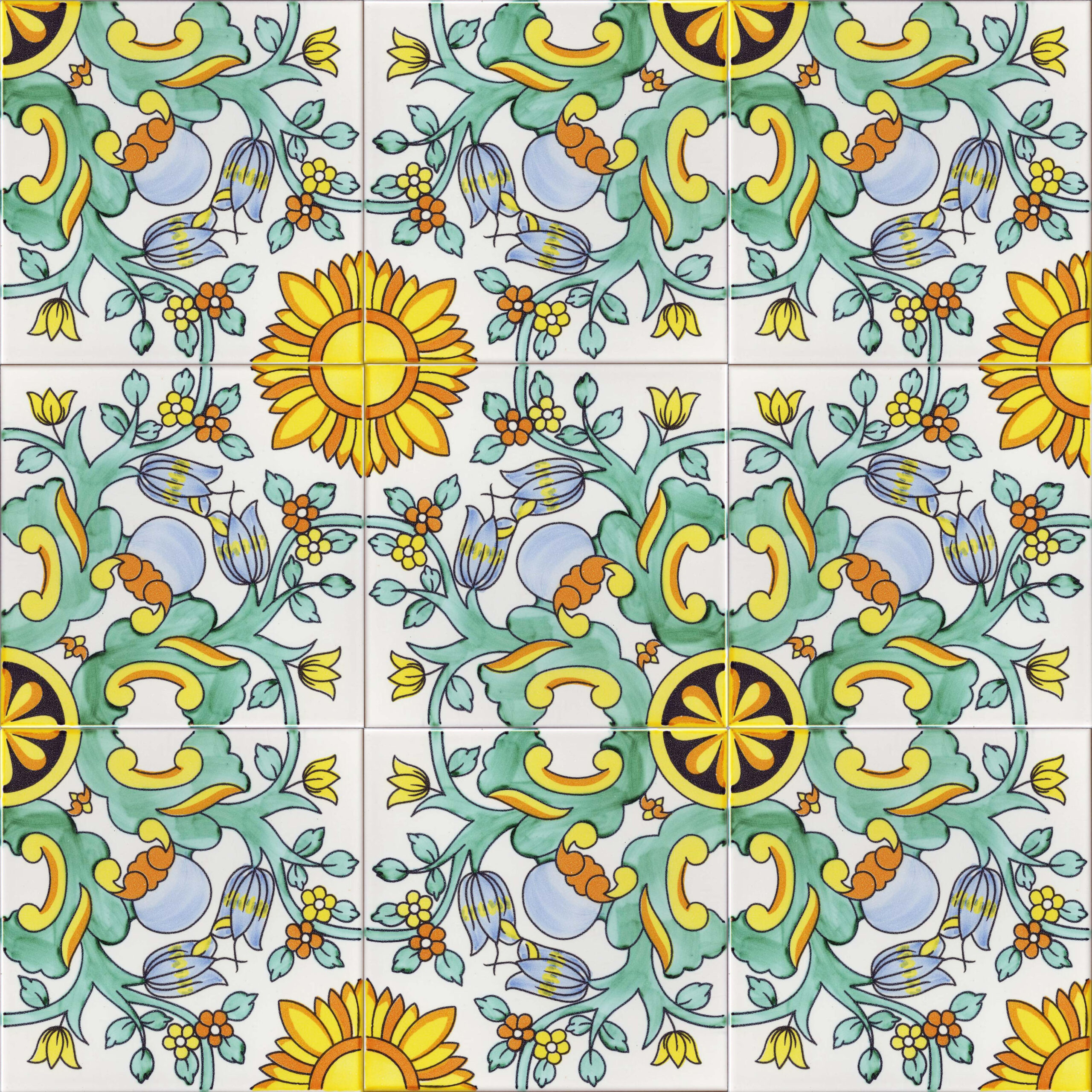 Ceramica Pinto Antico Vietri Stampato VP42 piastrella decoro mano