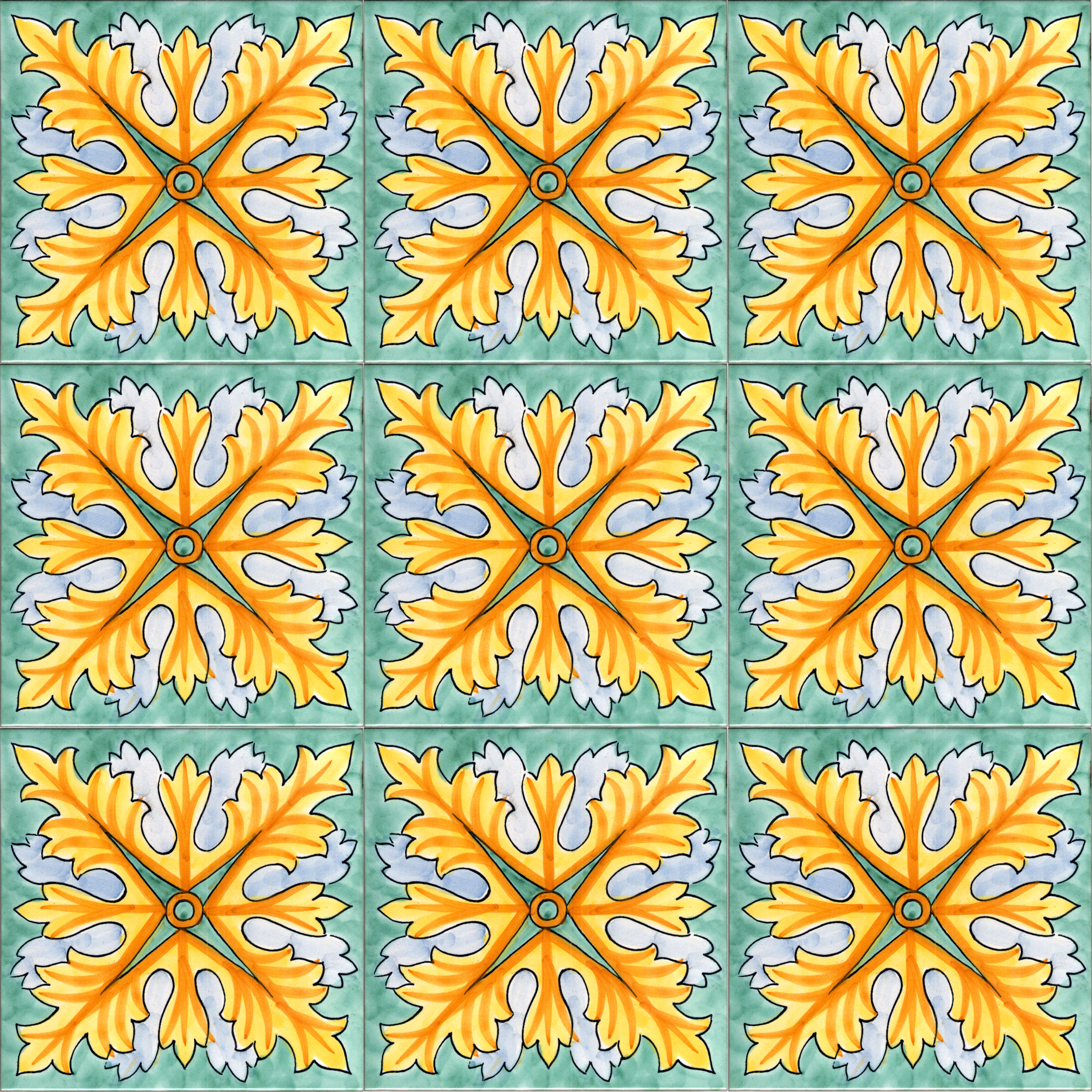 Ceramica Pinto Barocco Vietri VP577 piastrella decoro mano