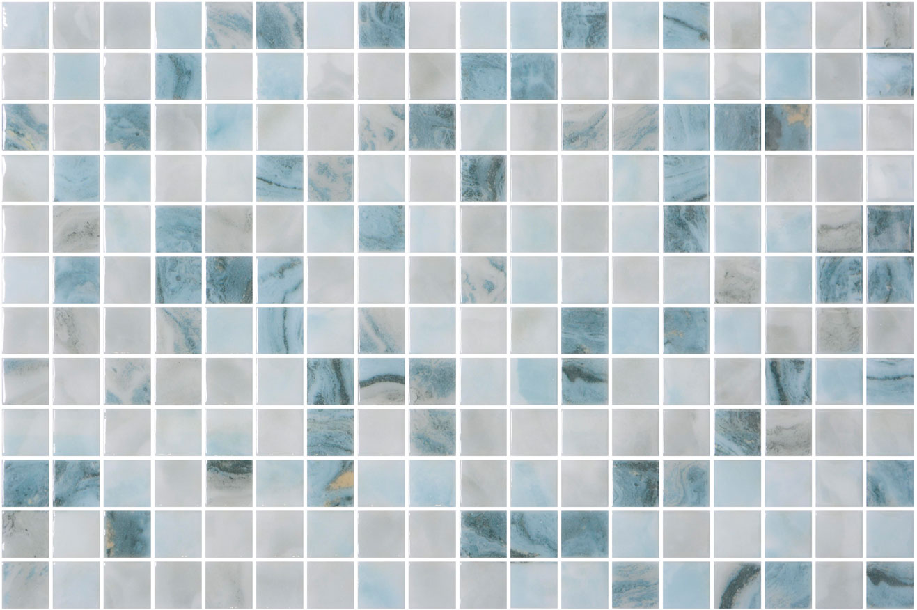 SQ Mosaic Identity Saba mosaico beige blu lucido piscina