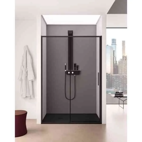 Lacus Torcello LPST 10026B porta doccia 100 cm vetro 6 mm nero