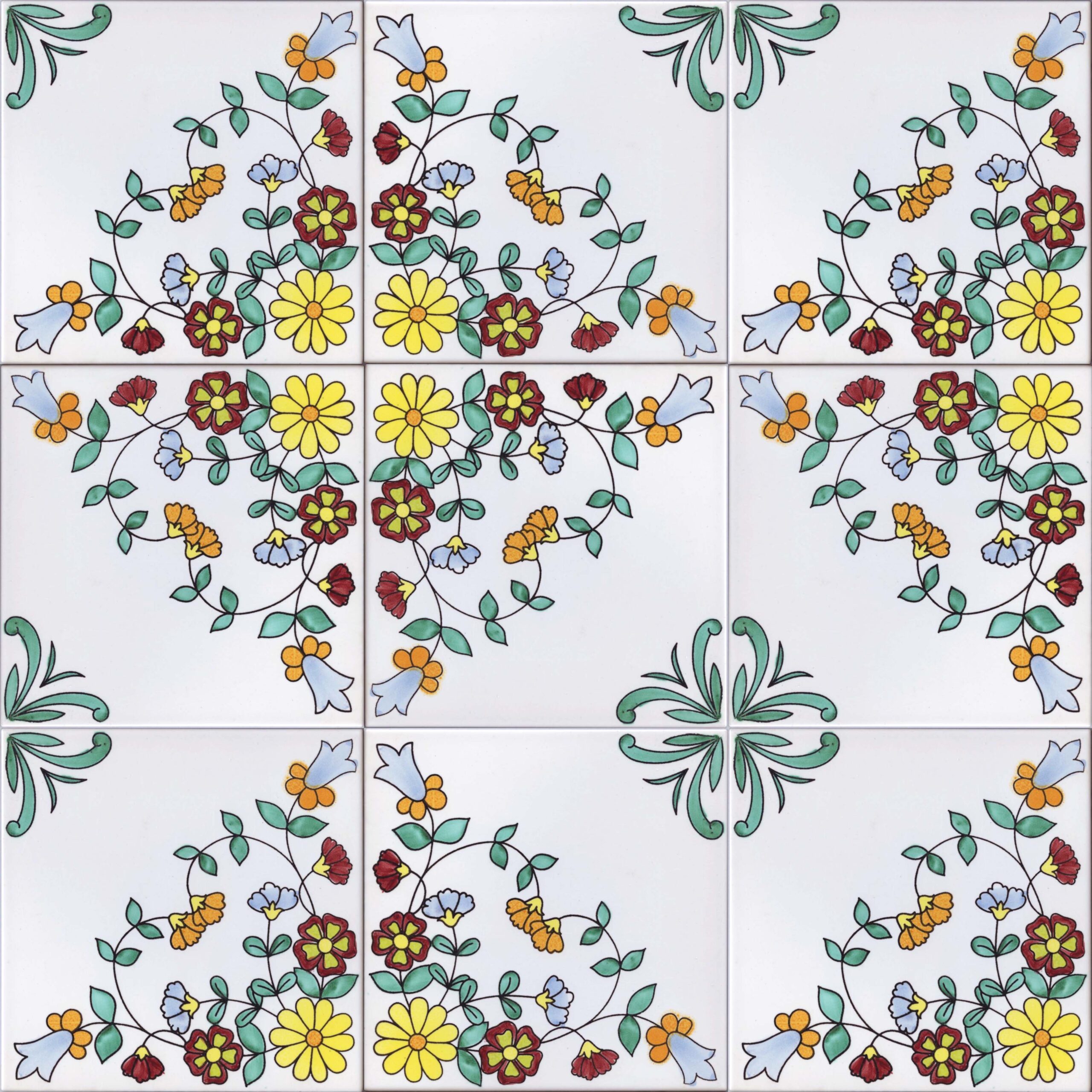 CERAMICA PINTO Antico Vietri Stampato VP34 piastrella mano