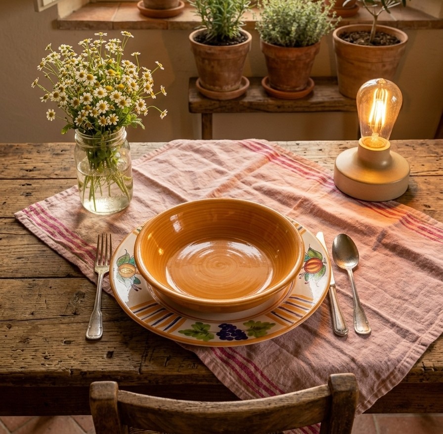 Ceramica Pinto Pennellato VP12178 piatto fondo arancio Vietri