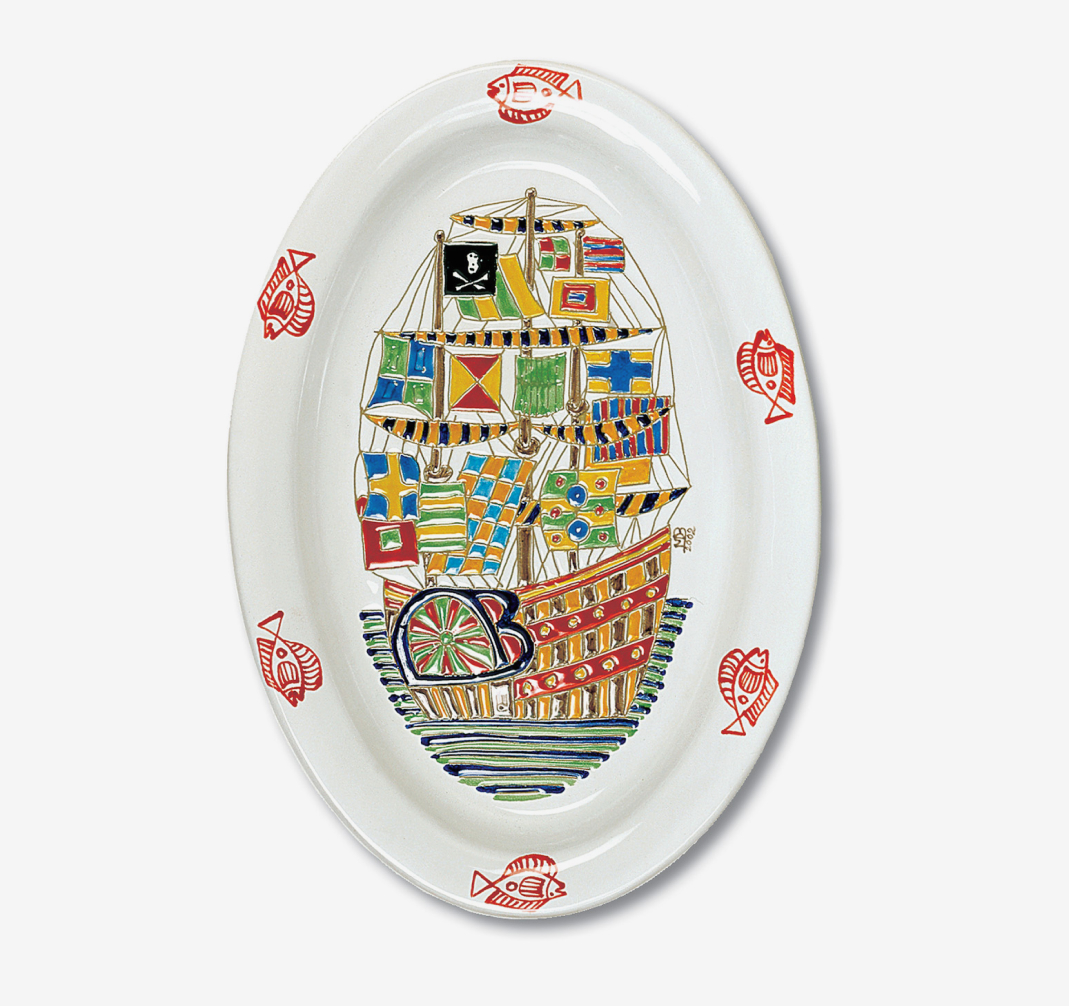 Cerasarda Arte della Tavola I Velieri vassoio ovale ceramica