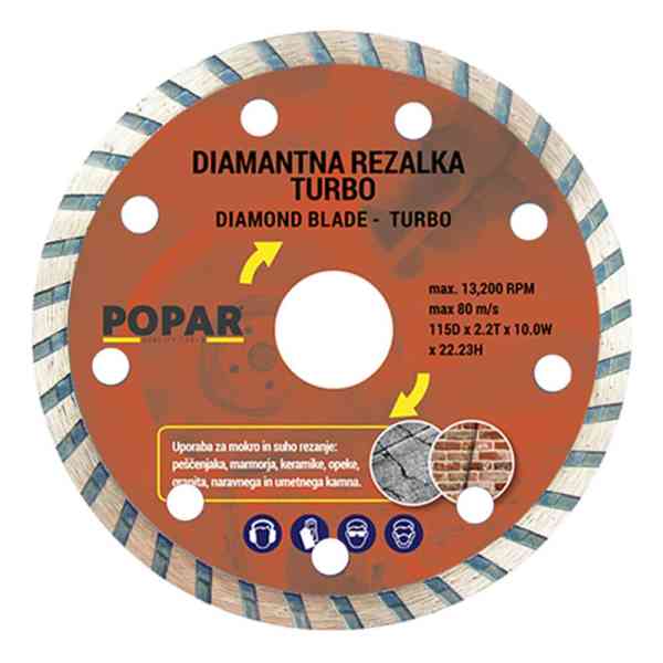 Popar Turbo disco diamantato 230 mm taglio pietra