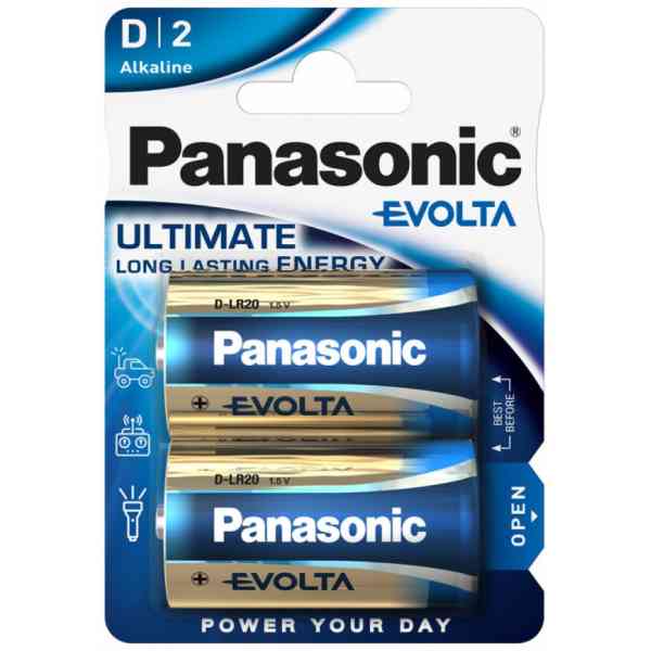 Panasonic Evolta Pila D LR20 2 pezzi alcalina
