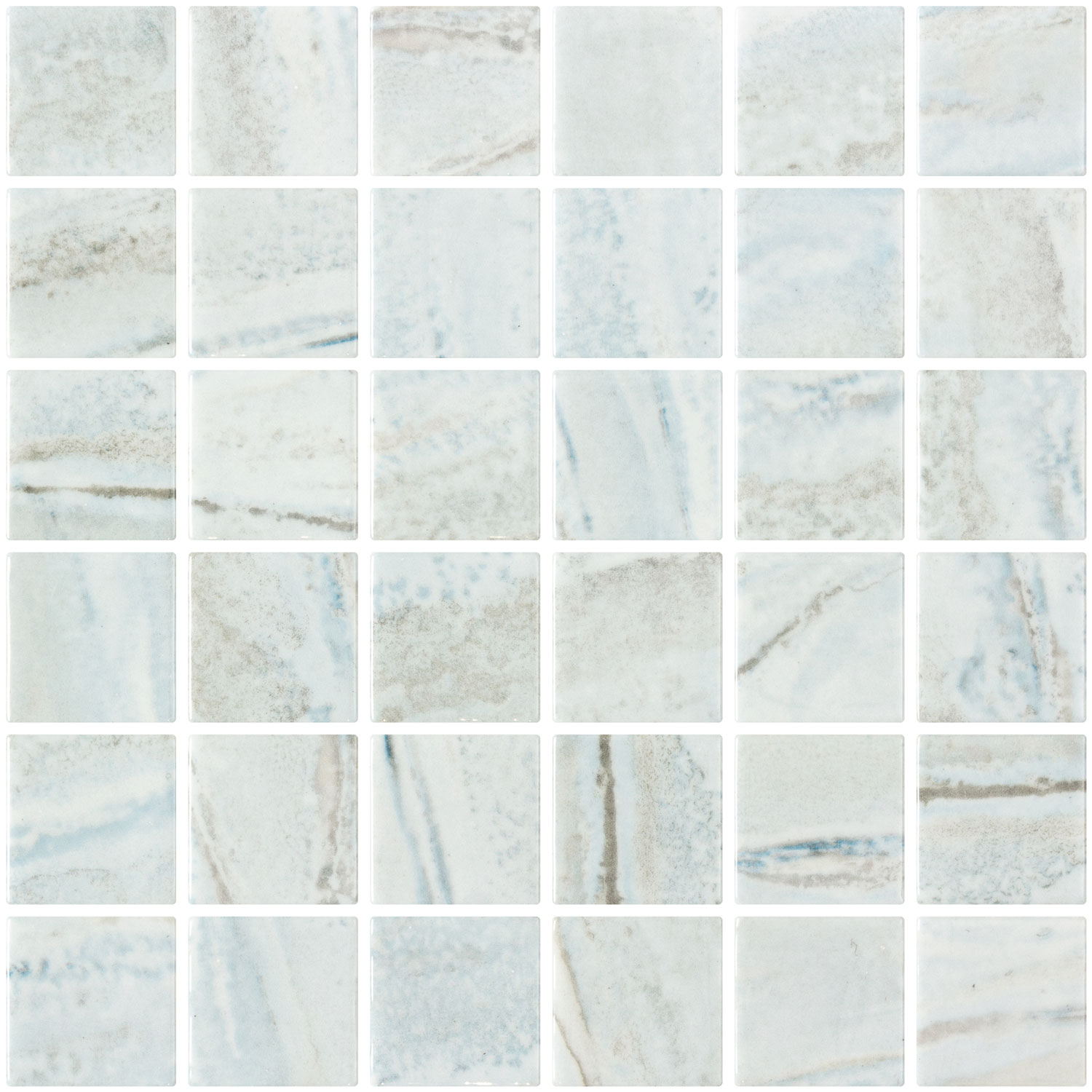 SQ Mosaic Lithos Fifty Doga mosaico bianco lucido blu